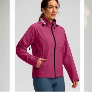 Bikewa Women's Cycling Rain Jacket Waterproof Windbreaker Running Rose Red XS